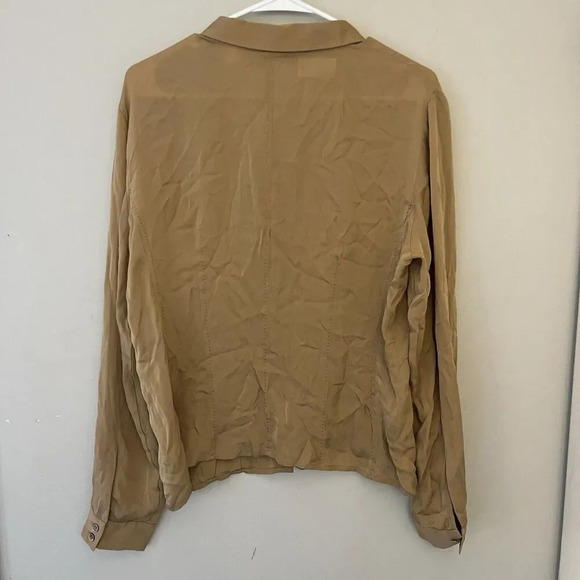 Vtg Liz Claiborne Brown Silk Blouse 12 Women’s Button Up Neutral Classic Minimal - Picture 11 of 11